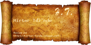 Hirter Tünde névjegykártya